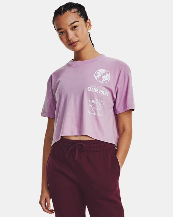 Women's UA Purpose-Cause Crop Short Sleeve in Purple image number 0